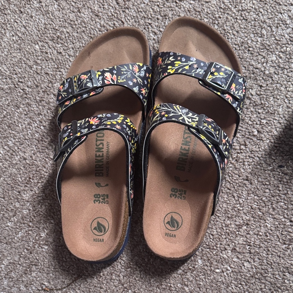 Birkenstock Black Floral Sandals